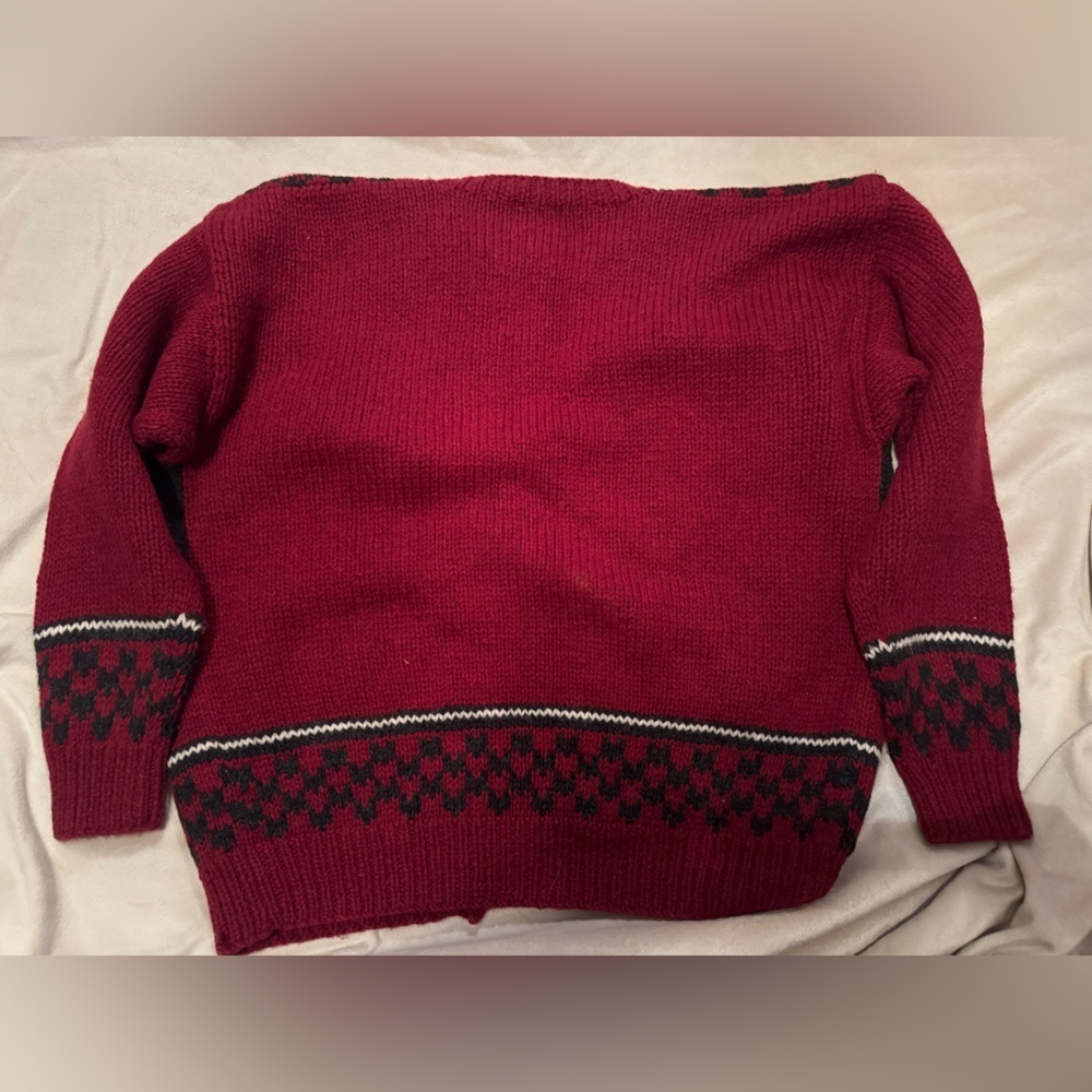 Vintage Woolrich wool Red Knit Cardigan with sheep, large - Picture 6 of 7